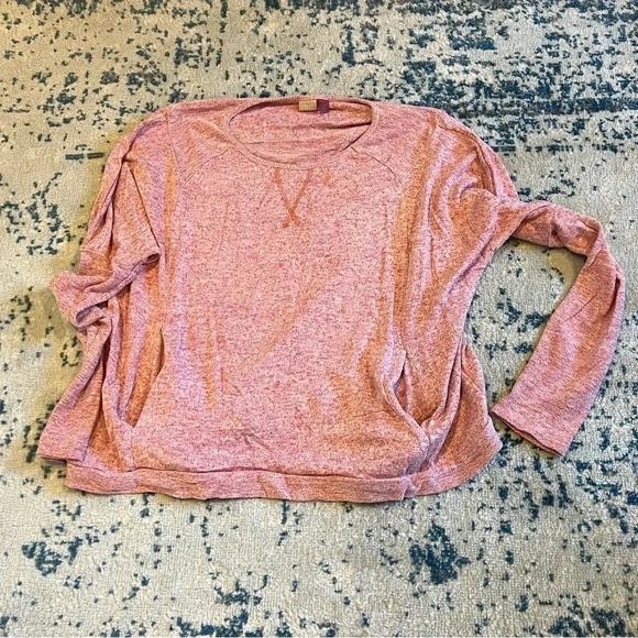 Roxy scoop neck slub knit long sleeve pull over with pockets medium pink / red - Picture 1 of 7